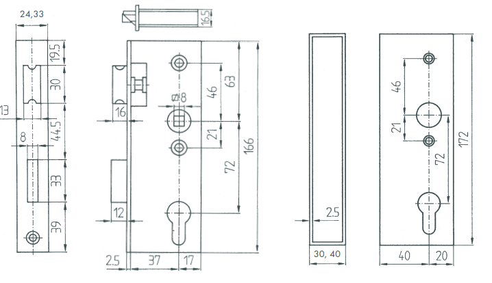 Poortslot met behuizing
