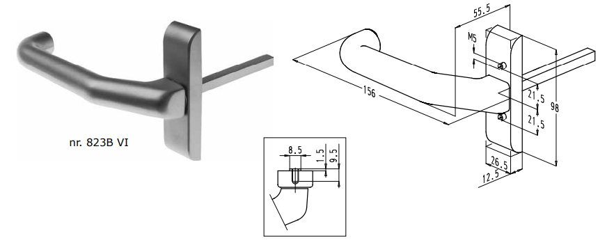 823B Sobinco rolluikkruk met kortschild en ronde greep