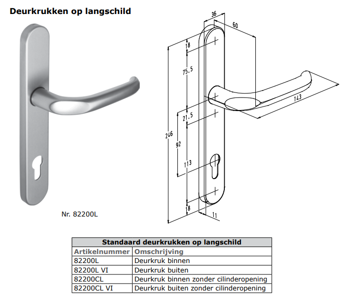 82200L Sobinco deurkruk op langschild