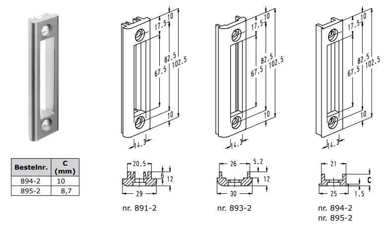 Sluitplaat voor enkele sloten 8000-reeks