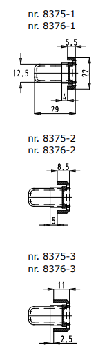 8375/8376 U-vormige voorplaat voor haak/pen