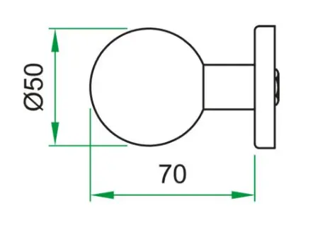 PF Rechte Bolknop ¢50 vastgevrd op rozet z. nokken.webp