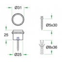 01997 Deurbuffer vloermontage ø31x25mm rvs mat