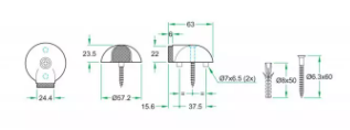 01999 Deurbuffer vloermontage ø63x24mm rvs mat