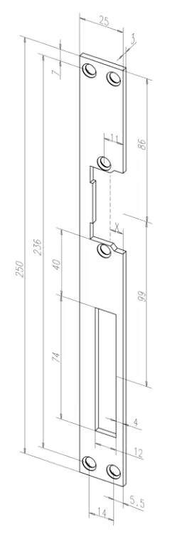 02135-01 sluitplaat deuropener RVS