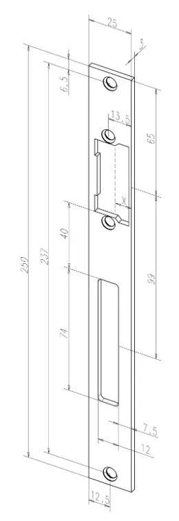 69135-01 sluitplaat deuropener RVS PROFIX 2