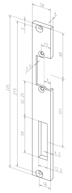 35440 sluitplaat deuropener RVS