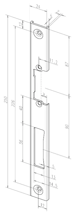 39135 sluitplaat deuropener RVS