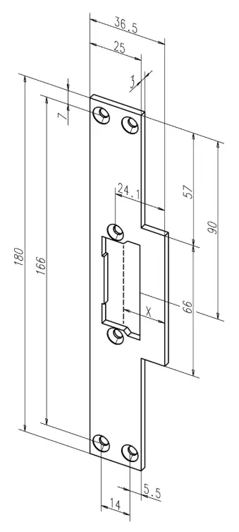 23C35-01 sluitplaat deuropener RVS