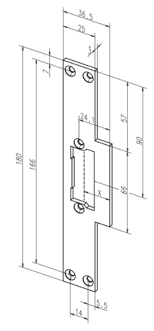 23C35-01 sluitplaat deuropener RVS
