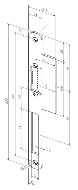 52A35-01 sluitplaat deuropener RVS PROFIX 2