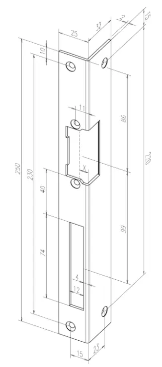 06635 sluitplaat deuropener RVS