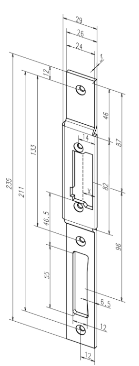 26B Sluitplaat deuropener RVS