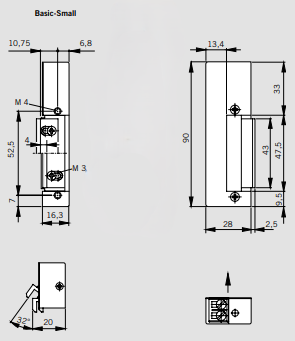 Basic-Small, standaard elektrische sluitplaat