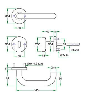 ARTITEC CECIL Deurkruk op rozet