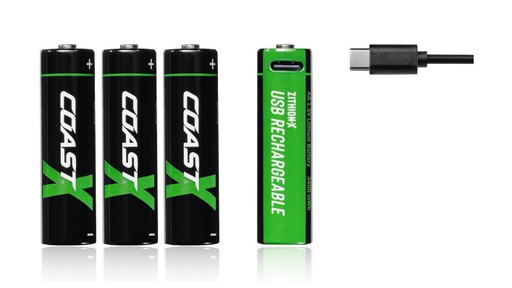 Coast Zithion-X Li-Ion AA batterij oplaadbaar 1,5V 2400mAh USB-C blister 4 stuks