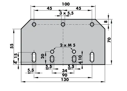 DICTATOR Montageplaat voor haken type 1009, 1011 en 1013
