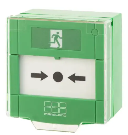 Maasland Noodschakelaar groen dubbelpolig met afdekraam