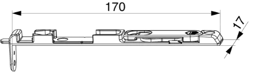 MACO MM Kantschuif onder tbv Multi-Matic Valnok Kozijnsponning FT18 12L 9V GM146 L=170 zilver